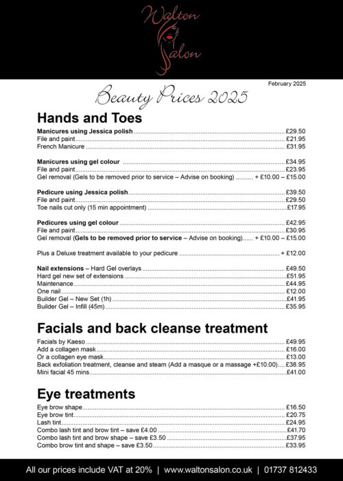 Waltons PRICE LIST for WEB 2k253